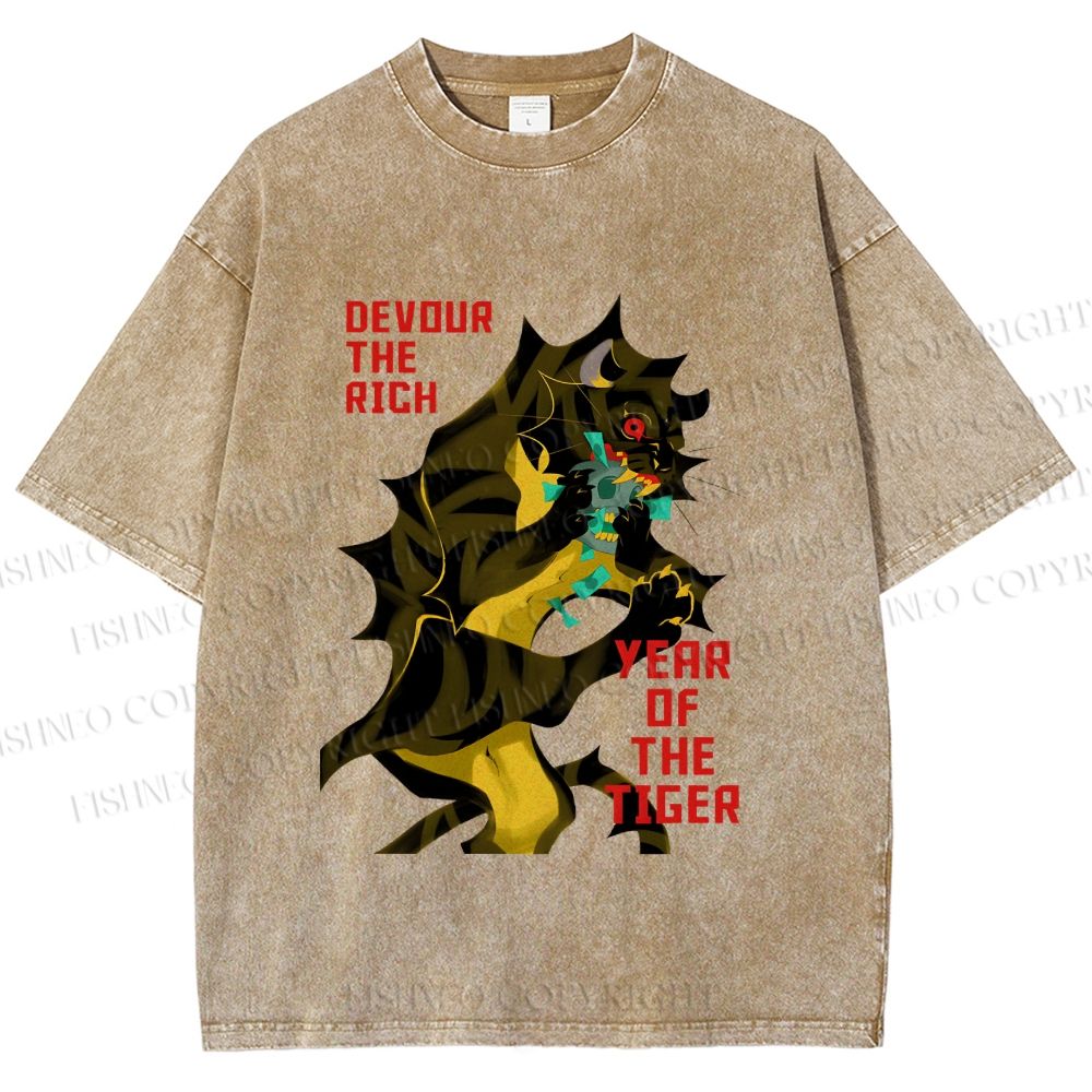 Unisex Year of the Tiger Printed Washed Tee