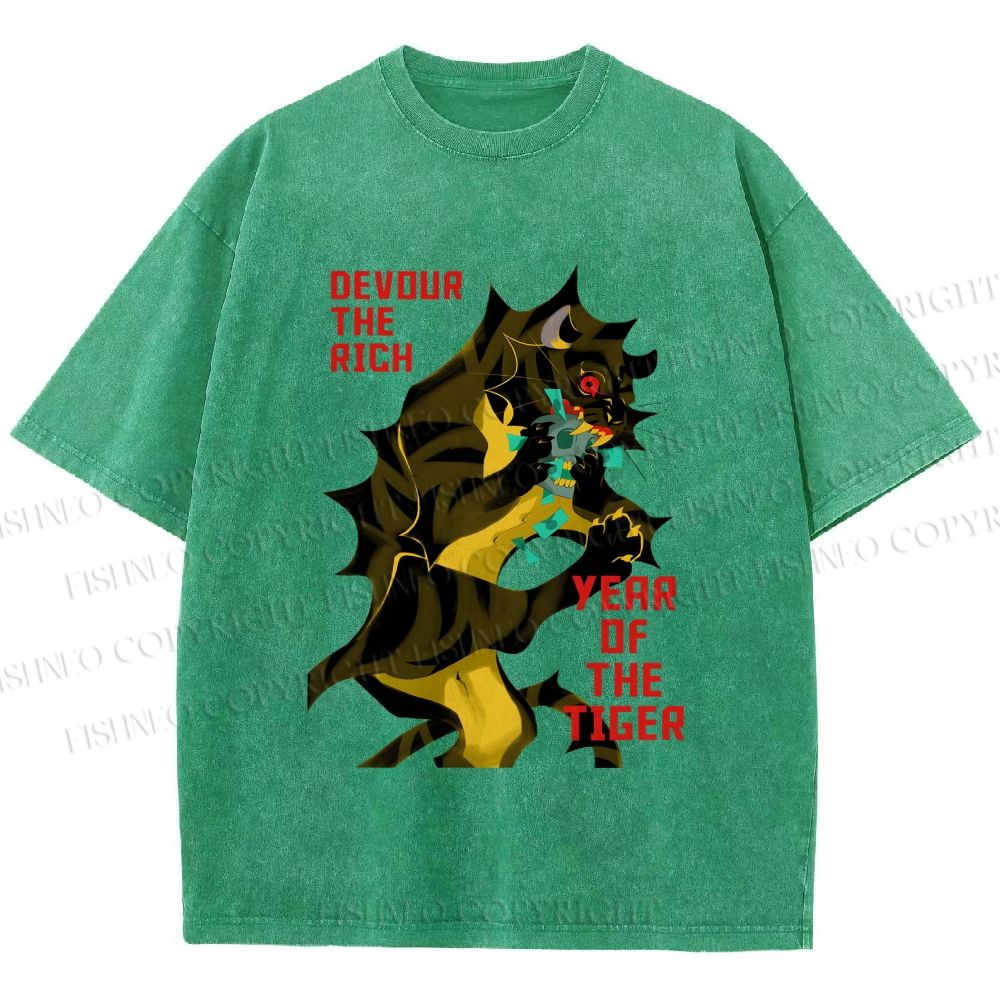 Unisex Year of the Tiger Printed Washed Tee