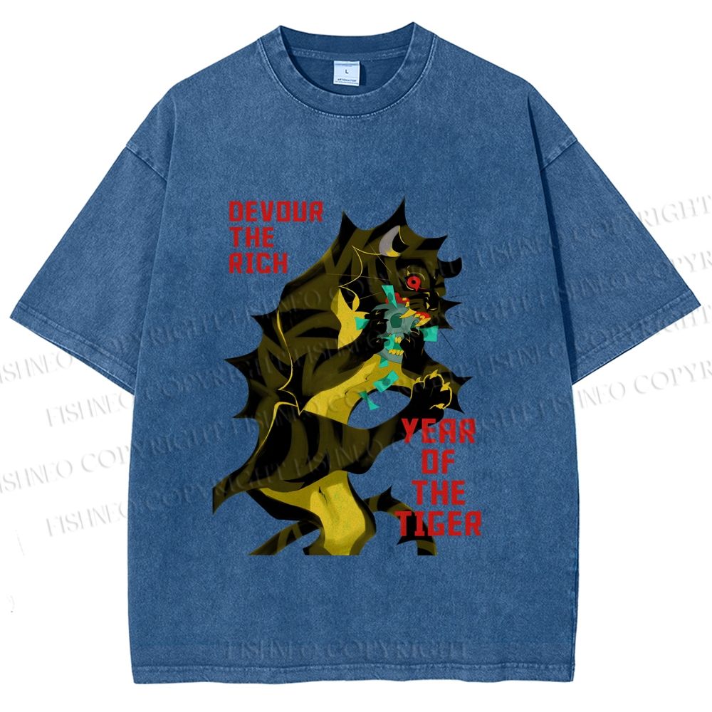 Unisex Year of the Tiger Printed Washed Tee