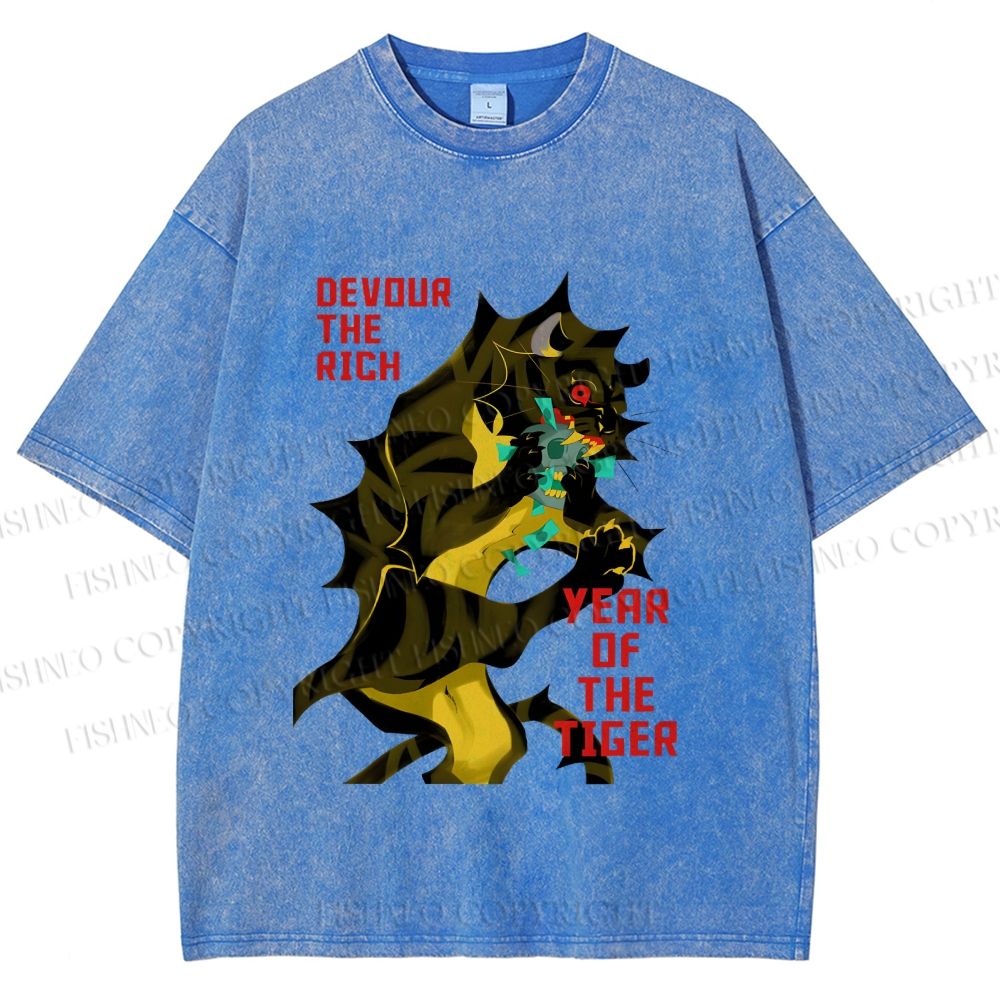 Unisex Year of the Tiger Printed Washed Tee