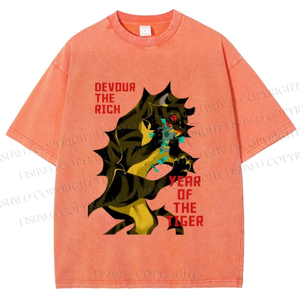 Unisex Year of the Tiger Printed Washed Tee