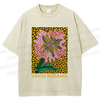 Unisex Yayoi Kusama Flower Printed Washed Tee