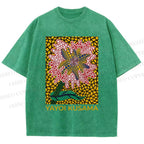 Unisex Yayoi Kusama Flower Printed Washed Tee