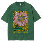 Unisex Yayoi Kusama Flower Printed Washed Tee