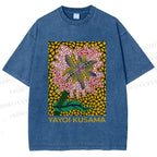 Unisex Yayoi Kusama Flower Printed Washed Tee