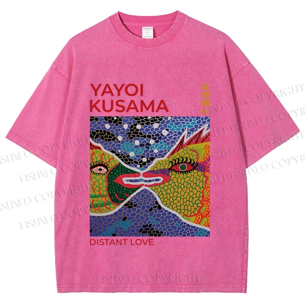 Unisex Yayoi Kusama Weird Fish Printed Washed Tee