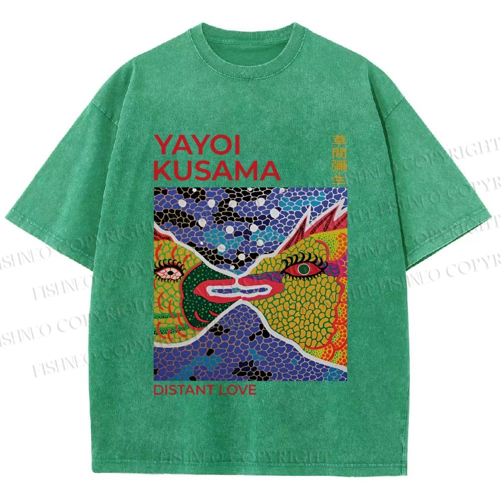 Unisex Yayoi Kusama Weird Fish Printed Washed Tee