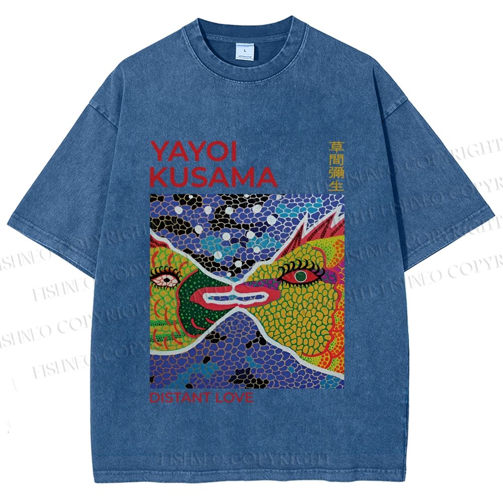 Unisex Yayoi Kusama Weird Fish Printed Washed Tee