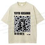 Unisex Yayoi Kusama Polka Dot Artistic Avatar Printed Washed Tee