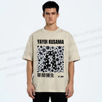 Unisex Yayoi Kusama Polka Dot Artistic Avatar Printed Washed Tee