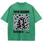 Unisex Yayoi Kusama Polka Dot Artistic Avatar Printed Washed Tee