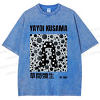 Unisex Yayoi Kusama Polka Dot Artistic Avatar Printed Washed Tee