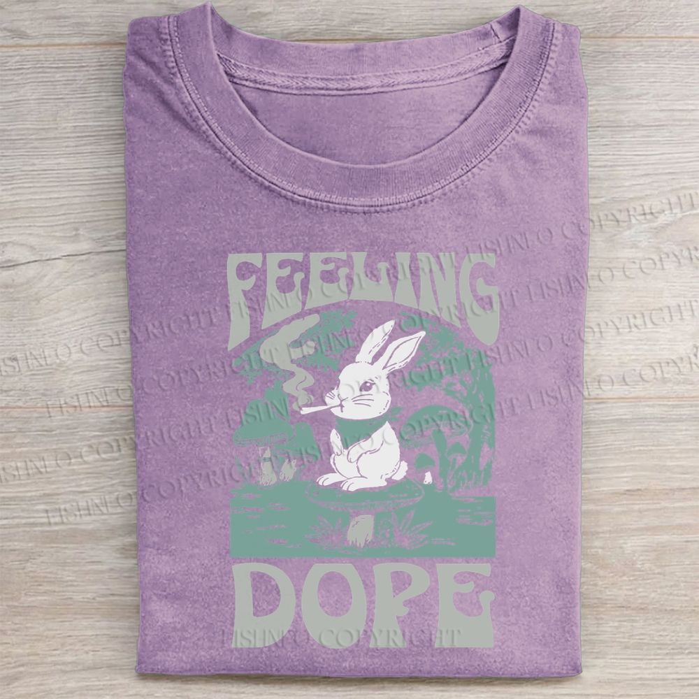Unisex Bunny Feeling Dope Rabbit Vintage Washed Folded T-shirt