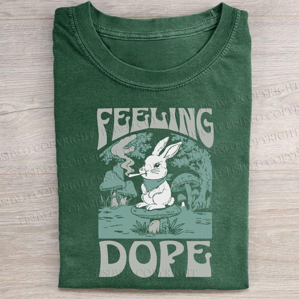 Unisex Bunny Feeling Dope Rabbit Vintage Washed Folded T-shirt