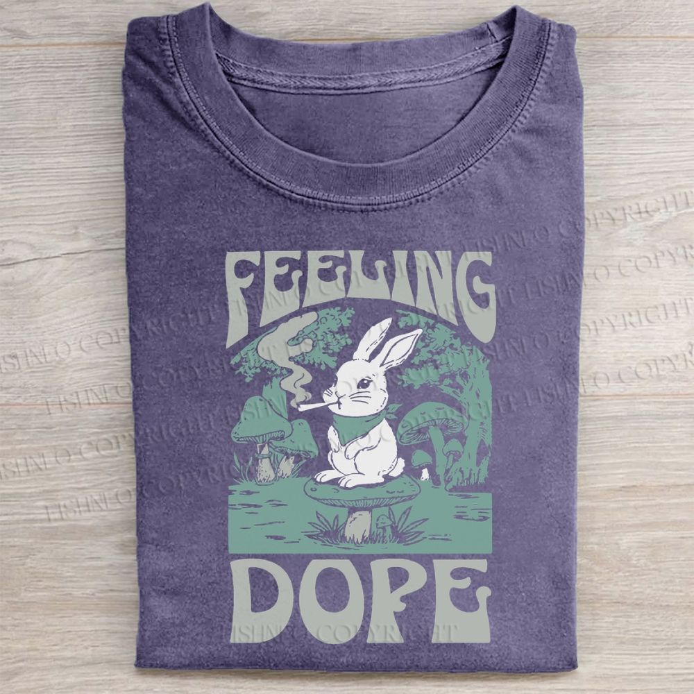 Unisex Bunny Feeling Dope Rabbit Vintage Washed Folded T-shirt