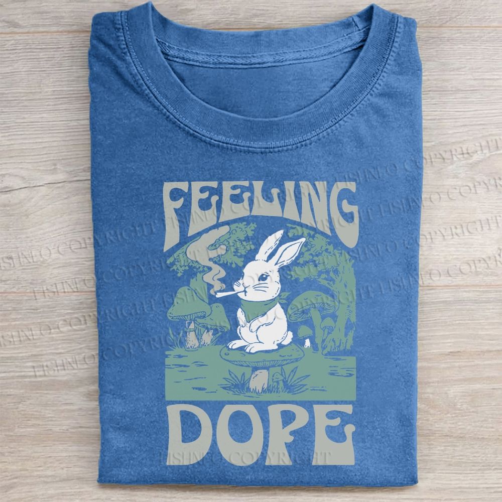 Unisex Bunny Feeling Dope Rabbit Vintage Washed Folded T-shirt