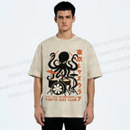 Unisex Octopus Tokyo Jazz Club Printed Washed Tee