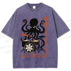 Unisex Octopus Tokyo Jazz Club Printed Washed Tee