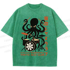 Unisex Octopus Tokyo Jazz Club Printed Washed Tee