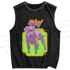 Unisex Woof Printed Washed Tank Top