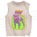 Unisex Woof Printed Washed Tank Top