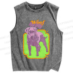 Unisex Woof Printed Washed Tank Top