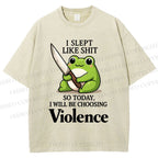 Unisex I Will Be Choosing Violence Frog Printed Washed Tee