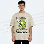 Unisex I Will Be Choosing Violence Frog Printed Washed Tee