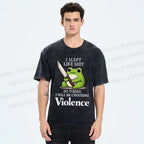 Unisex I Will Be Choosing Violence Frog Printed Washed Tee