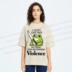 Unisex I Will Be Choosing Violence Frog Printed Washed Tee
