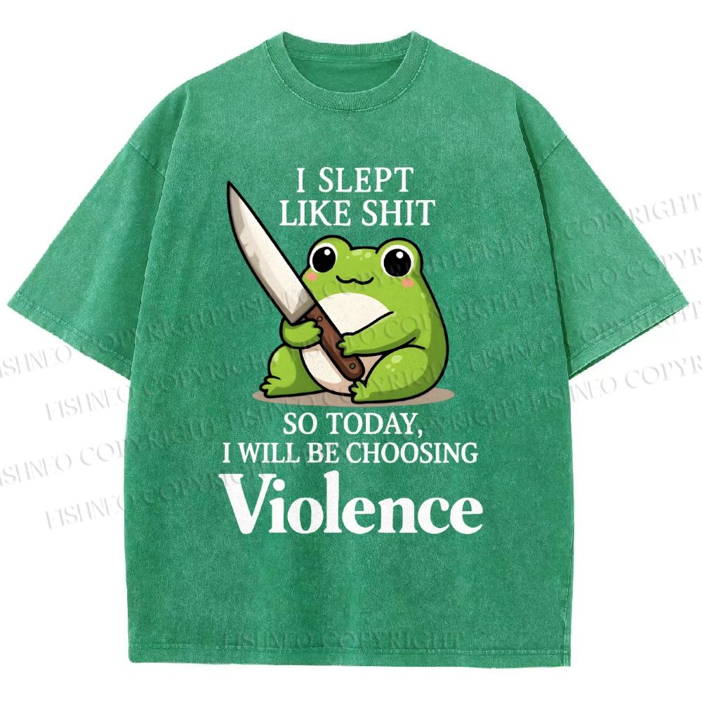 Unisex I Will Be Choosing Violence Frog Printed Washed Tee
