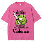 Unisex I Will Be Choosing Violence Frog Printed Washed Tee
