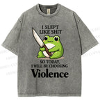 Unisex I Will Be Choosing Violence Frog Printed Washed Tee