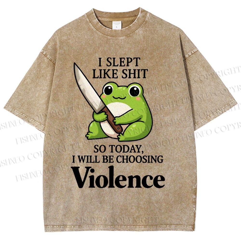 Unisex I Will Be Choosing Violence Frog Printed Washed Tee