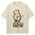 Unisex Sometimes I Just Be Fartin Capybara Printed Washed Tee