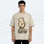 Unisex Sometimes I Just Be Fartin Capybara Printed Washed Tee