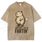 Unisex Sometimes I Just Be Fartin Capybara Printed Washed Tee