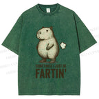 Unisex Sometimes I Just Be Fartin Capybara Printed Washed Tee
