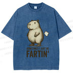 Unisex Sometimes I Just Be Fartin Capybara Printed Washed Tee