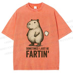 Unisex Sometimes I Just Be Fartin Capybara Printed Washed Tee