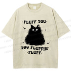 Unisex Fluff You Cat Printed Washed Tee