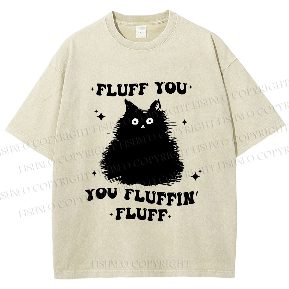 Unisex Fluff You Cat Printed Washed Tee