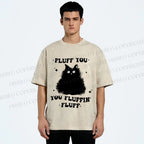 Unisex Fluff You Cat Printed Washed Tee