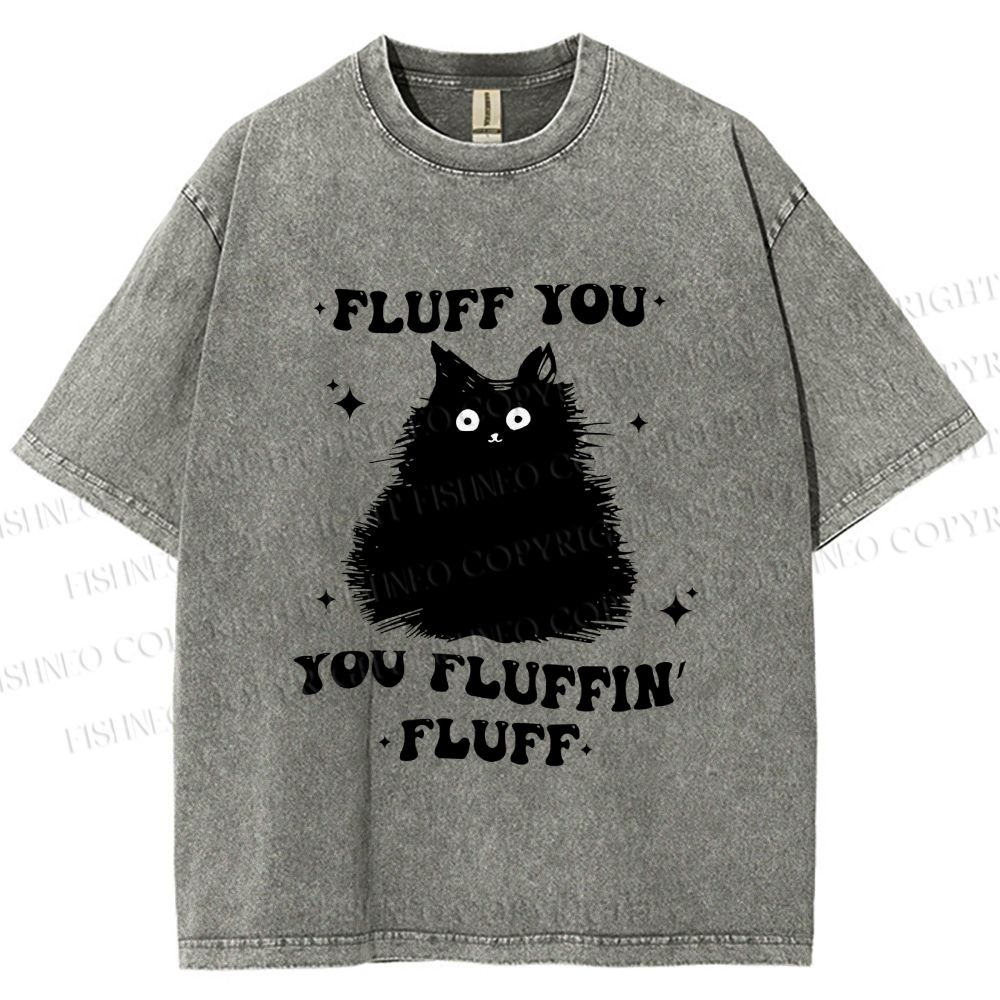 Unisex Fluff You Cat Printed Washed Tee