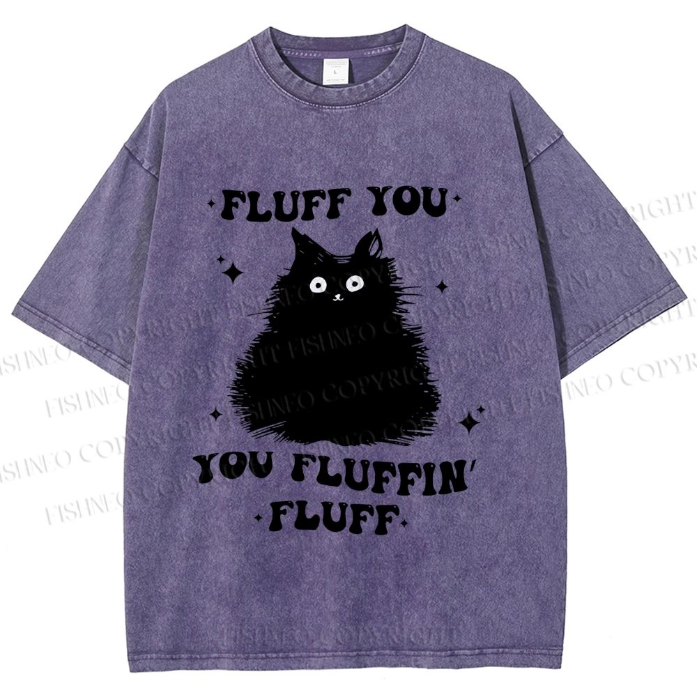 Unisex Fluff You Cat Printed Washed Tee