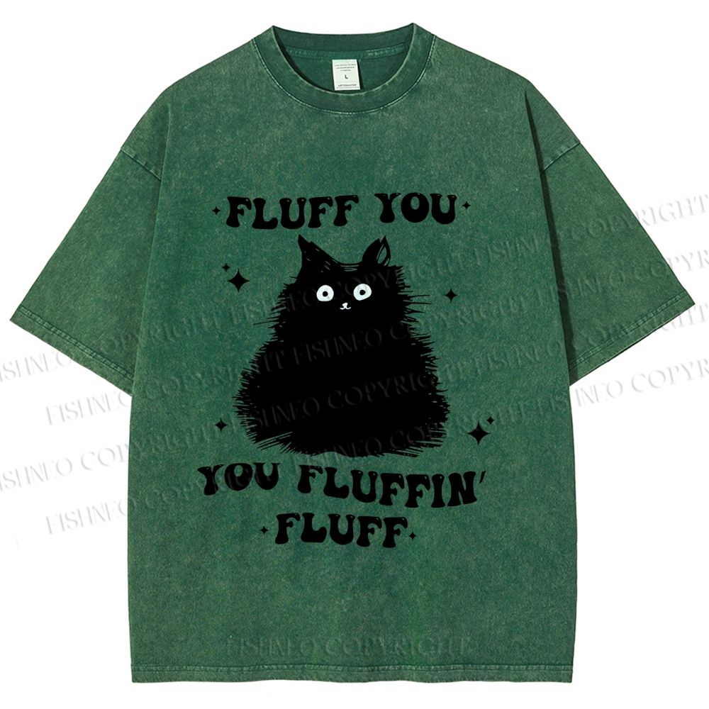 Unisex Fluff You Cat Printed Washed Tee