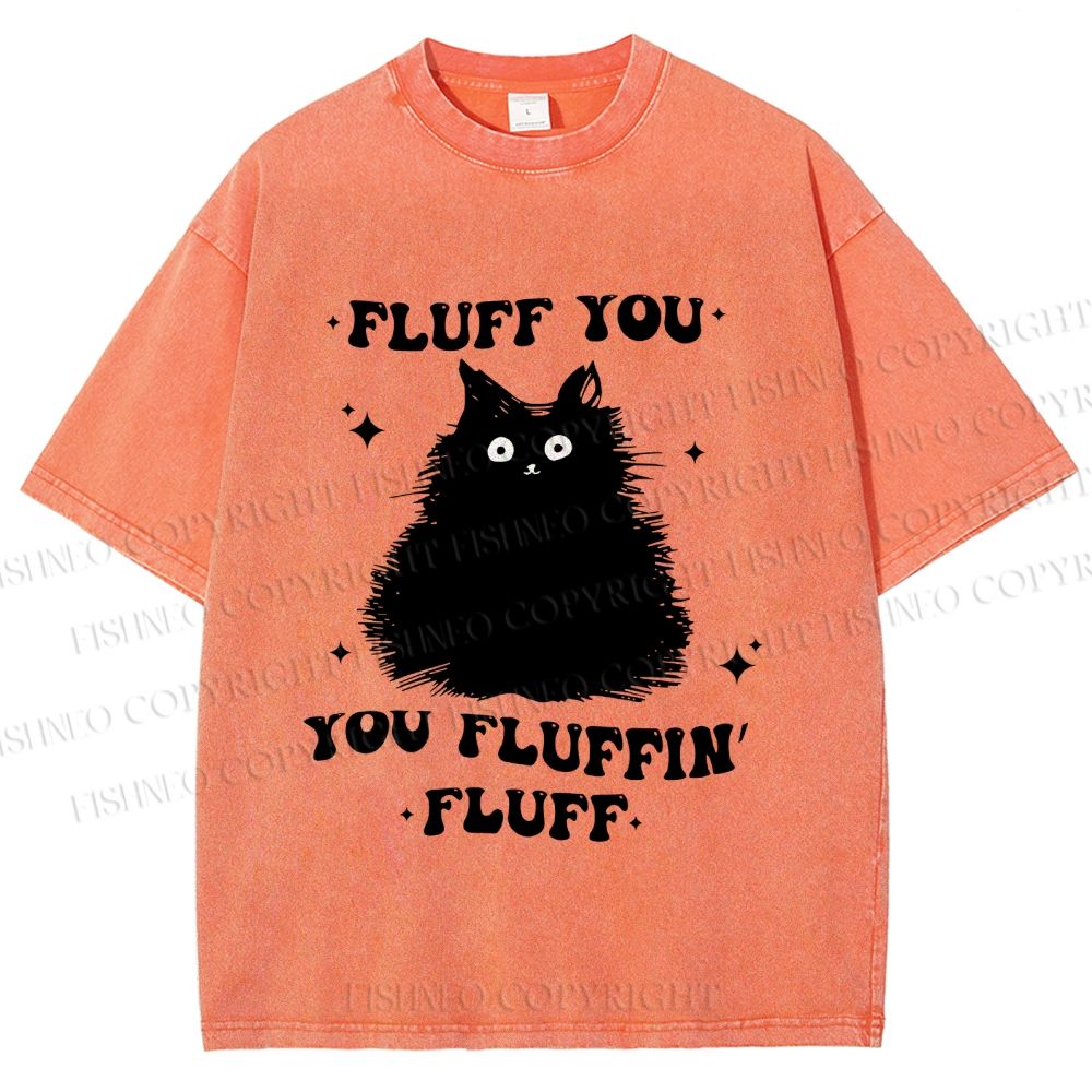 Unisex Fluff You Cat Printed Washed Tee