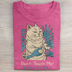Unisex Vintage Don't Touch Me Cat Printed Washed Folded T-shirt