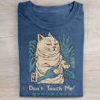Unisex Vintage Don't Touch Me Cat Printed Washed Folded T-shirt