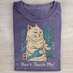 Unisex Vintage Don't Touch Me Cat Printed Washed Folded T-shirt
